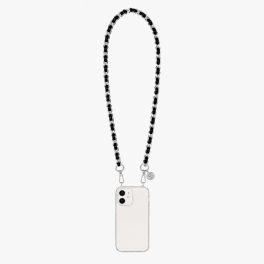   Como Milano phone chain CMMJ.003.BB.03.01 (120 cm) – stainless steel with black braided leather