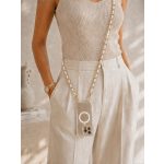 Como Milano phone chain CMMJ.003.WH.03.02 (120 cm) – stainless steel with white braided leather