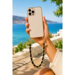 Como Milano phone chain CMMJ.004.BB.03.02, 30 cm, stainless steel with black braided leather