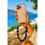 Como Milano phone chain CMMJ.004.BMR.01.00 30cm black marble-effect acrylic